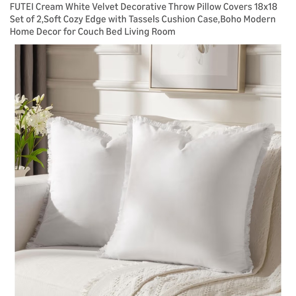 Futei throw pillow covers white 18 x 18 new
